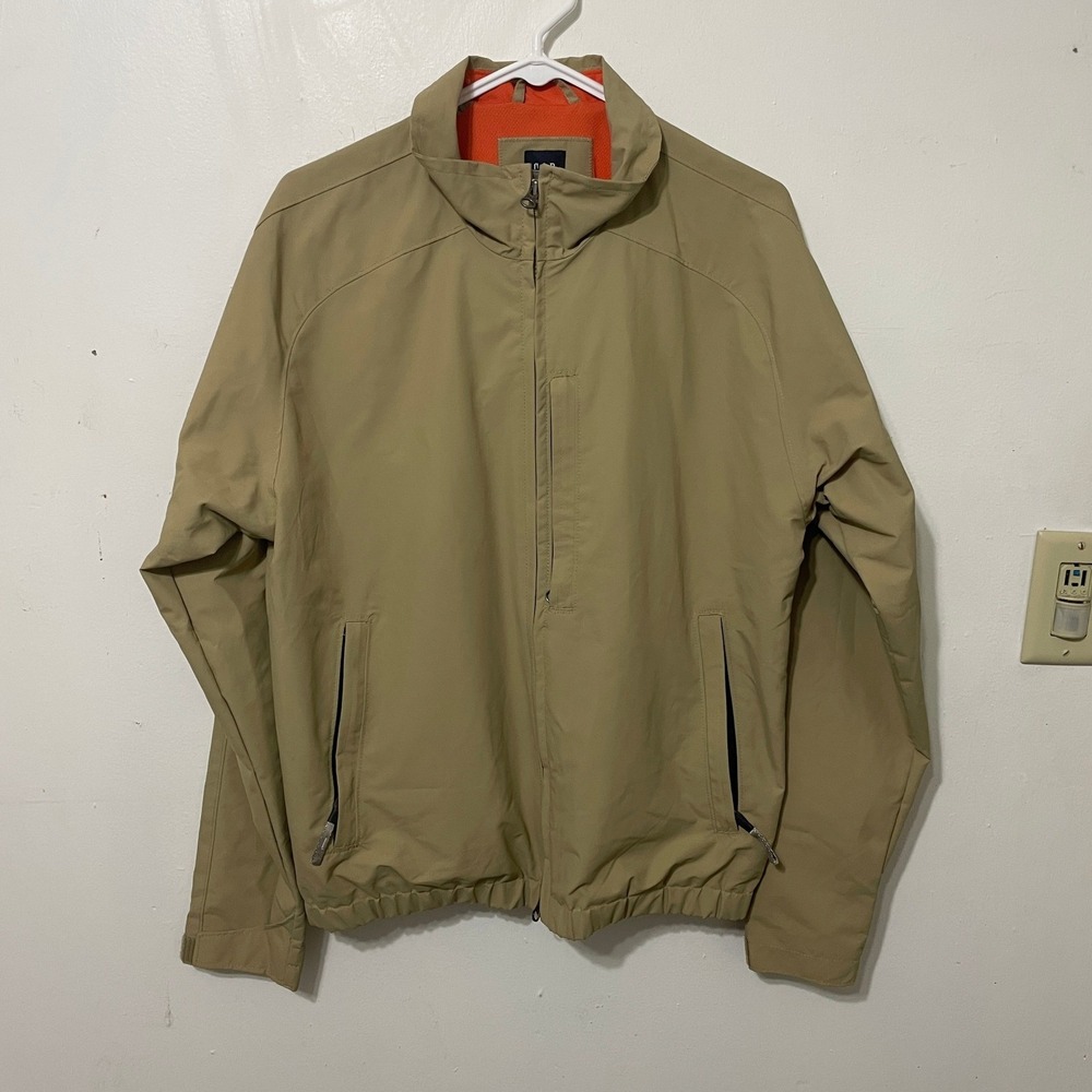 GAP Mens Outerwear Division Windbreaker Jacket‎ Tan Khaki Orange Lining Small